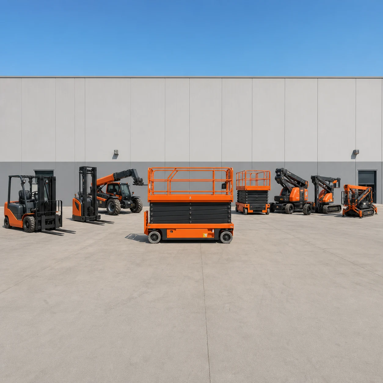 Access platforms and forklifts ready for rental in the UAE
